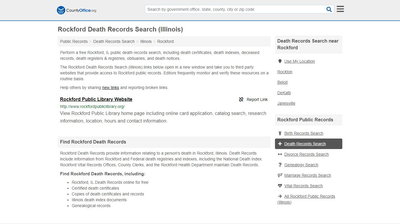 Death Records Search - Rockford, IL (Death Certificates ...