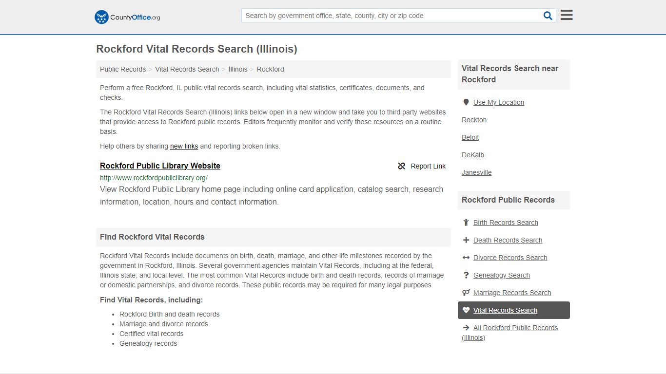 Vital Records Search - Rockford, IL (Birth, Death ...