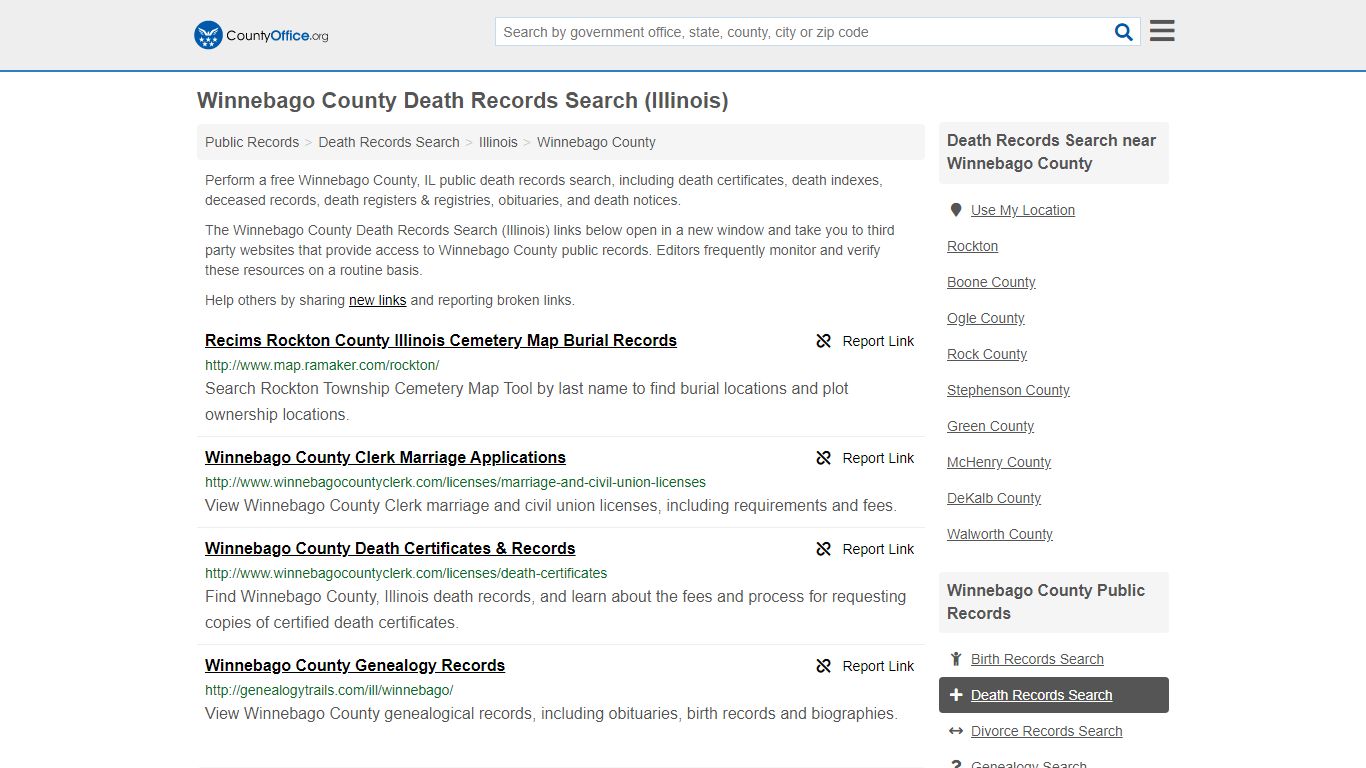 Death Records Search - Winnebago County, IL (Death ...